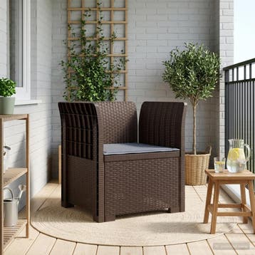 vidaXL Eénpersoons Fauteuil met Kussen Rattan Look PP Bruin, Verzenden, Nieuw