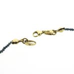 Kralenketting van blauwe moissanite met gouden slot, Sieraden, Tassen en Uiterlijk, Kettingen, Gebruikt, Overige kleuren, Ophalen of Verzenden