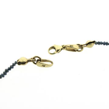 Kralenketting van blauwe moissanite met gouden slot, Gebruikt, Ophalen of Verzenden, Met edelsteen, Goud