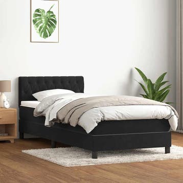 vidaXL Boxspring met matras fluweel zwart 90x210 cm, Verzenden, Nieuw, Zwart, Stof