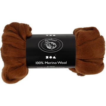 Merino Wol, dikte 21 my, bruin, 100 gr/ 1 doos, Nieuw