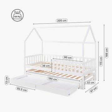 Kinderbed Aarghonmaa met matras uitschuifbed en opberglades, Kinderen en Baby's, Kinderkamer | Bedden, Verzenden, Nieuw