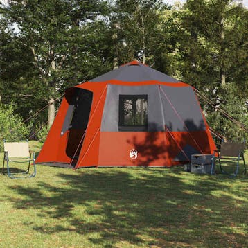 vidaXL Cabin Tent 12-Person 10-persoons Grijs en Oranje, Verzenden, Nieuw, Tot en met 2