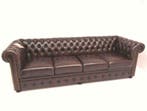 Chesterfield bank4 zits 4 kussens 250 cm Bordo-Brown leer, Verzenden, Chesterfield, Nieuw, 75 tot 100 cm