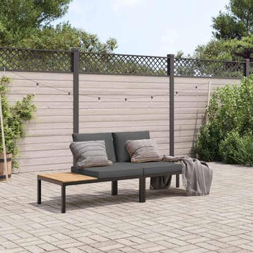 vidaXL 2-delige Loungeset met kussens aluminium zwart, Tuin en Terras, Verzenden, Nieuw, Aluminium, Loungeset