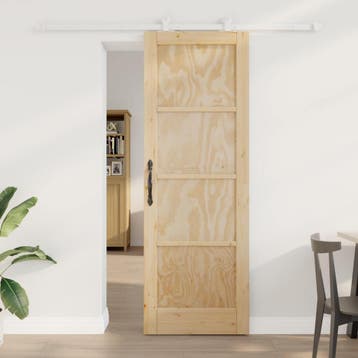 vidaXL Schuifdeur 73,5 x 211 cm Bewerkt hout Natuurlijk en, Verzenden, Nieuw