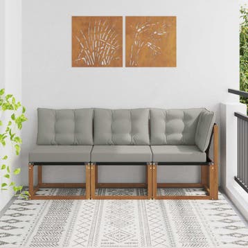 vidaXL 3 st Outdoor Midden- en Hoeksalon Naturel, Verzenden, Nieuw, 3 zitplaatsen