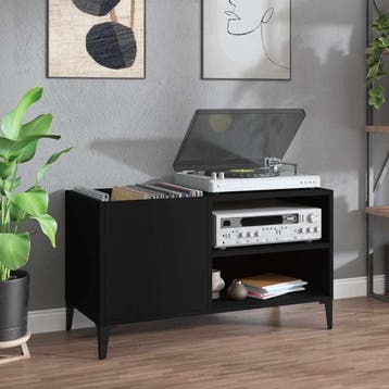 vidaXL Platenkast 84,5x38x48 cm bewerkt hout zwart, Verzenden, Nieuw