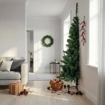 vidaXL Kunstkerstboom met standaard half 240 cm PVC groen, Diversen, Kerst, Verzenden, Nieuw