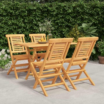 vidaXL 5-delige Tuinset massief teakhout, Tuin en Terras, 4 zitplaatsen, Verzenden, Nieuw, Tuinset