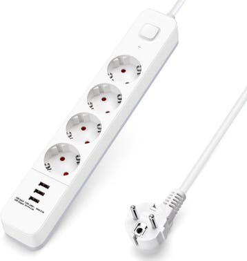 Stekkerdoos met USB - Verlengsnoer - Verlengkabel - 1,5M - W, Verzenden, Zo goed als nieuw