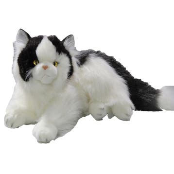 CarlDick perzische kat knuffel - pluche - 30 cm - wit/zwart, Verzenden, Nieuw
