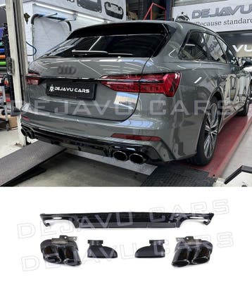 S6 Look Diffuser + Uitlaat tips voor Audi A6 C8 S line, Ophalen of Verzenden