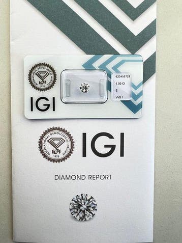 1 pcs Diamant (Natuurlijk) - 1.00 ct - Rond - E - VVS1 -, Nieuw
