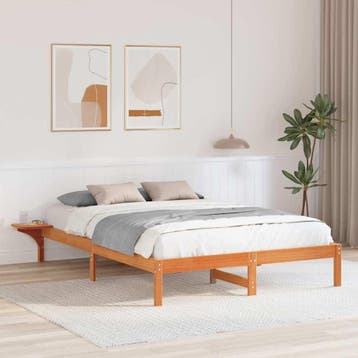 vidaXL Bedframe Wasbruin 140 x 200 cm Massief grenenhout, Verzenden, Nieuw, Bruin, Hout