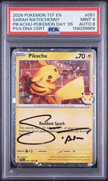 Pokémon - 1 Graded card - PSA 9 MINT Auto 8 Sarah Natochenny, Nieuw