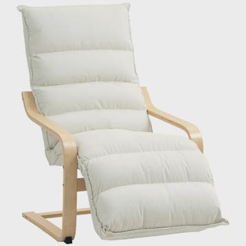 Luxe Lounge Stoel met Verstelbare Voetensteun - Crème Velour, Verzenden, Nieuw