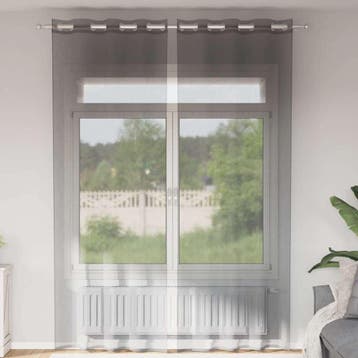 vidaXL Gordijnen voile met doorvoertules 2 st 140x300 cm, Verzenden, Nieuw, Grijs