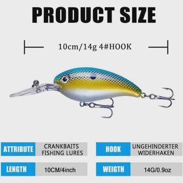 Set Crankbait Visloodjes Mix Kleuren - 10cm, 14g Wobbler Jer, Verzenden, Nieuw