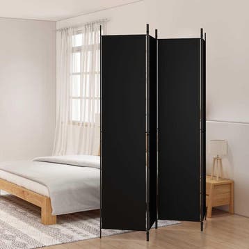 vidaXL Kamerscherm met 4 panelen 200x220 cm stof zwart, Huis en Inrichting, Woonaccessoires | Kamerschermen, Verzenden, Nieuw