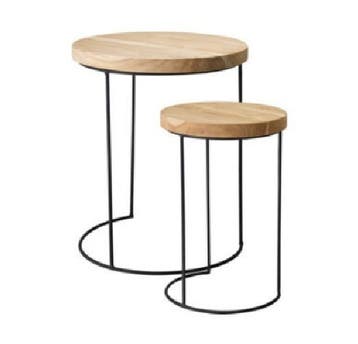 Bijzettafel Salontafel metalen Frame - Tafelblad teak - s..., Verzenden, Nieuw