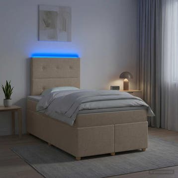 vidaXL Boxspringbed met matras Crèmekleurig 120 x 200 cm, Verzenden, Nieuw, Twijfelaar, Crème