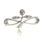 Broche - 14 karaat Geel goud Diamant (Natuurlijk) - Parel -