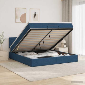 vidaXL Ottoman bed met matras met hoofdeinde Blauw 140 x 200, Huis en Inrichting, Slaapkamer | Bedden, Verzenden, Nieuw, Blauw