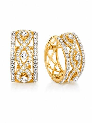 Oorbellen - 14 karaat Geel goud - 0.66ct. tw. Diamant, Nieuw