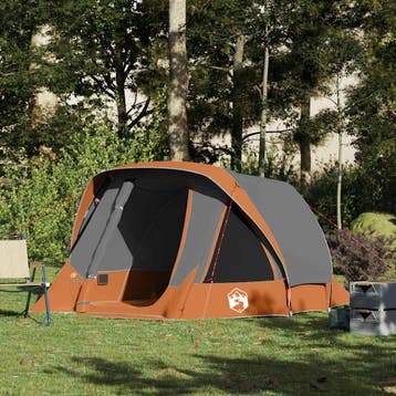 vidaXL Tent 4-persoons waterdicht grijs en oranje, Verzenden, Nieuw, Tot en met 2