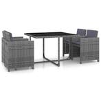 vidaXL 5-delige Tuinset met kussens poly rattan grijs, 4 zitplaatsen, Nieuw, Tuinset, Verzenden