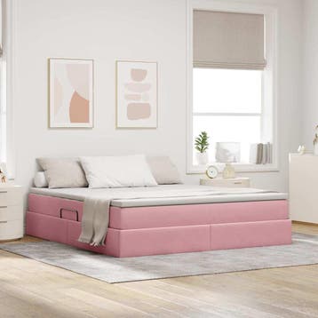 vidaXL Opbergbed met matras met matras Roze 180 x 200 cm, Verzenden, Nieuw, Stof