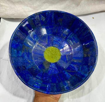 200 mm Lapis Lazuli Kom Gepolijste - Hoogte: 200 mm- 865 g -, Verzamelen