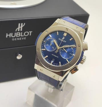 Hublot - Classic Fusion Titanium Chronograph “Blue Dial” -, Sieraden, Tassen en Uiterlijk, Horloges | Heren, Nieuw