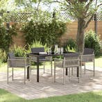 vidaXL Tuin eettafelset 5 pcs Lichtgrijs poly rattan, Tuin en Terras, Tuinsets en Loungesets, Verzenden, Nieuw, Rotan, 5 zitplaatsen