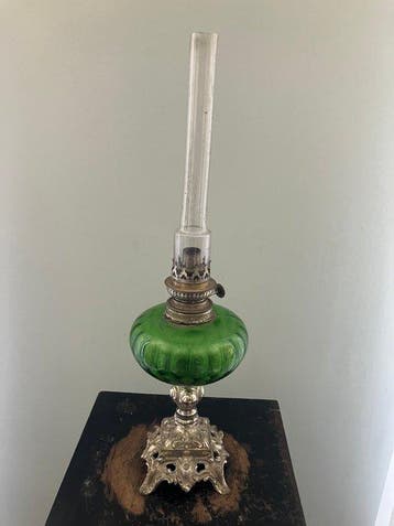 Olielamp - Glas, Verzilverd - XXL Olielamp, Antiek en Kunst