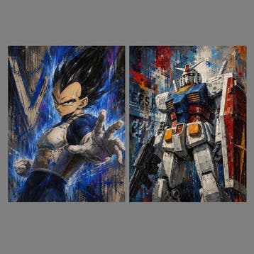 Alberto Ricardo - XL - Díptico de Titanes: Vegeta y RX-78-2, Nieuw