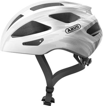 Fietshelm ABUS MACATOR white silver M 52-58 cm - wit -, Ophalen of Verzenden, Zo goed als nieuw, Abus