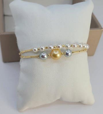 Armband - 18 karaat Geel goud - 4x8,5 mm Akoya parels, Nieuw