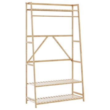 vidaXL Kledingrek met schappen 110x40x180 cm bamboe, Verzenden, Nieuw