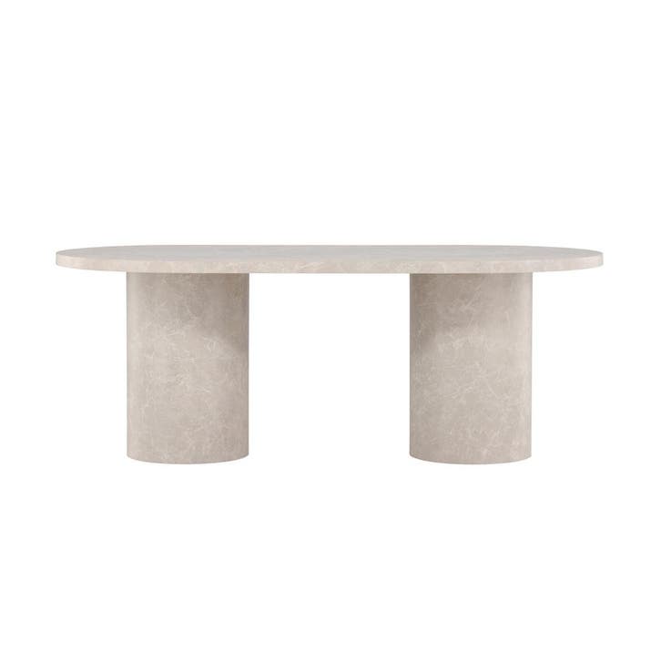 *WOONWINKEL* Ovale Eettafel Met Dikke Beige Poten, Huis en Inrichting, Tafels | Eettafels, Nieuw, Verzenden