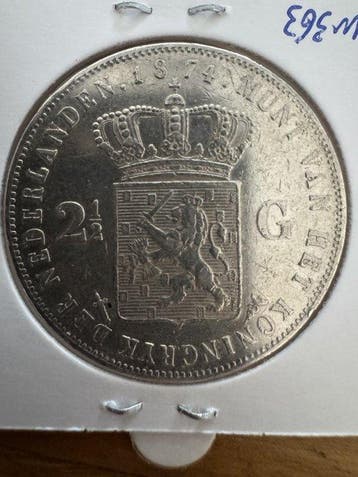Nederland. Willem III. 2 1/2 Gulden 1874 (Zonder