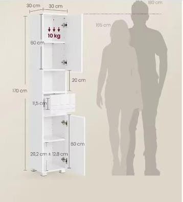 Badkamer Opbergkast met Lade, Open Vak en Kastdeuren, Huis en Inrichting, Verzenden, Nieuw