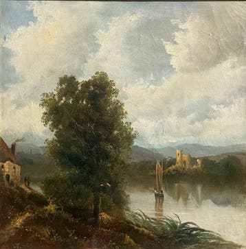 English School (XIX) - On The River Tamer, Devon - No