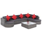 vidaXL 8-delige Loungeset met kussens poly rattan grijs, Nieuw, 8 zitplaatsen, Loungeset, Verzenden