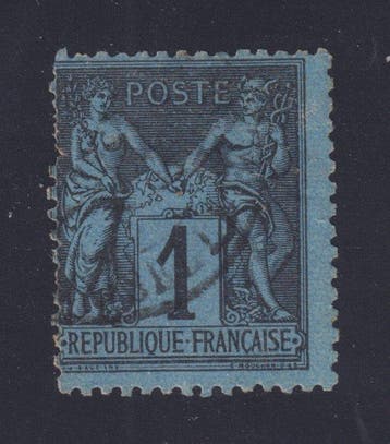 Frankrijk 1880 - Sage type II, Nr. 84, 1c Prussisch blauw,, Gestempeld