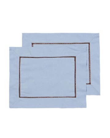 HEMA Placemats 45x35cm katoen broderie blauw - 2 stuks, Verzenden, Nieuw