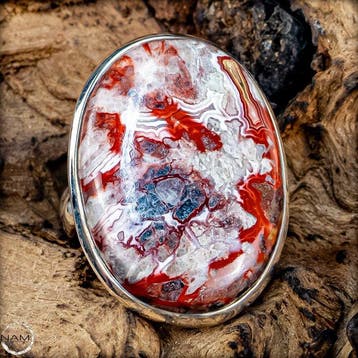 Natuurlijke Crazy Lace Agaat ring uit Mexico – edelsteenring