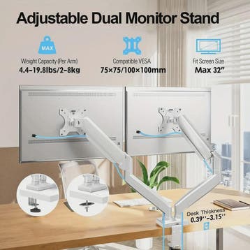Dubbele Monitor Arm Bureauhouder - Verstelbaar voor 2x 32 in, Computers en Software, Verzenden, Nieuw