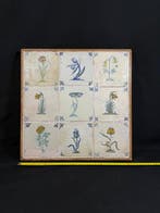 Paneel - Delfts blauw - vroeg tegeltableau (9) - bloemen,, Antiek en Kunst